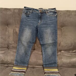 Pilcro and the Letterpress Blue Jeans with Multicolor Hem